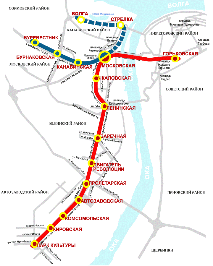 Карта метро Нижнего Новгорода